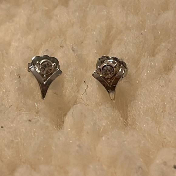 Silver Rhinestone Pierce Earrings - Picture 4 of 16